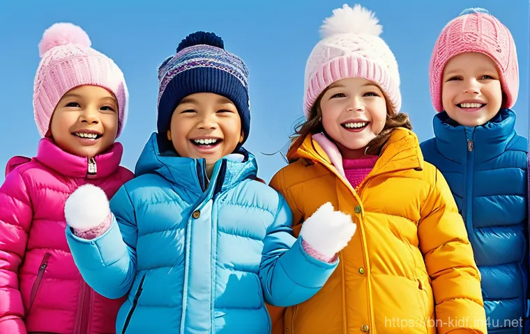 아이들의 스키웨어 스타일 - **Prompt 1: Joyful Play in Comfortable Winter Wear**
    "A group of diverse children, aged 5-10, ar...