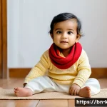Home 18 아이들의 가을 패션 가이드 - A tender scene of a Bengali toddler wearing a soft organic cotton sweater layered over a light long-...