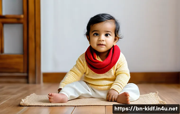 아이들의 가을 패션 가이드 - A tender scene of a Bengali toddler wearing a soft organic cotton sweater layered over a light long-...