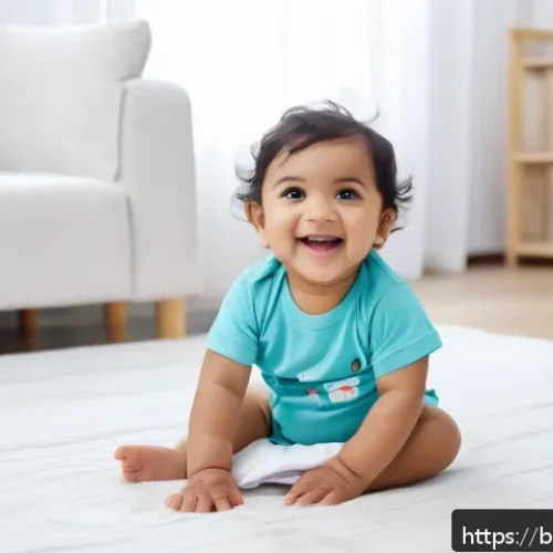 Home 17 키즈용 티셔츠 추천 - A happy Bengali toddler wearing a soft, breathable cotton t-shirt and a clean diaper, playing joyful...
