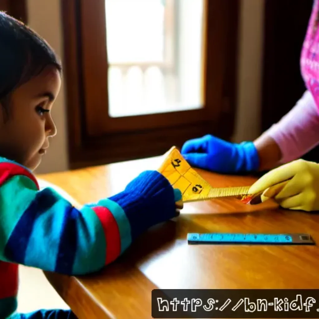 유아용 장갑 고르는 팁 - Photorealistic cozy family home scene, a Bengali mother gently measuring her toddler’s small hand wi...